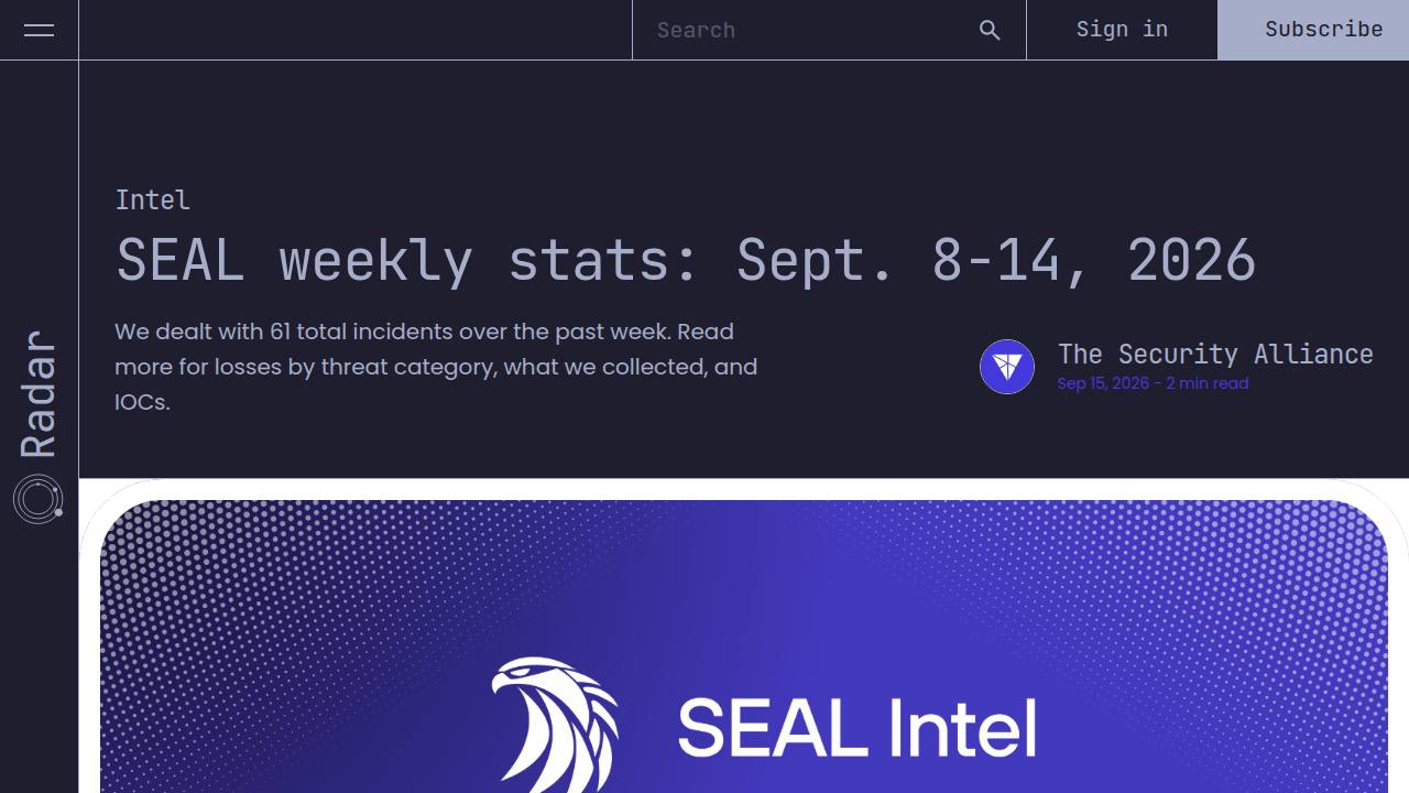 Thumbnail for SEAL weekly stats: Sept. 8-14, 2026