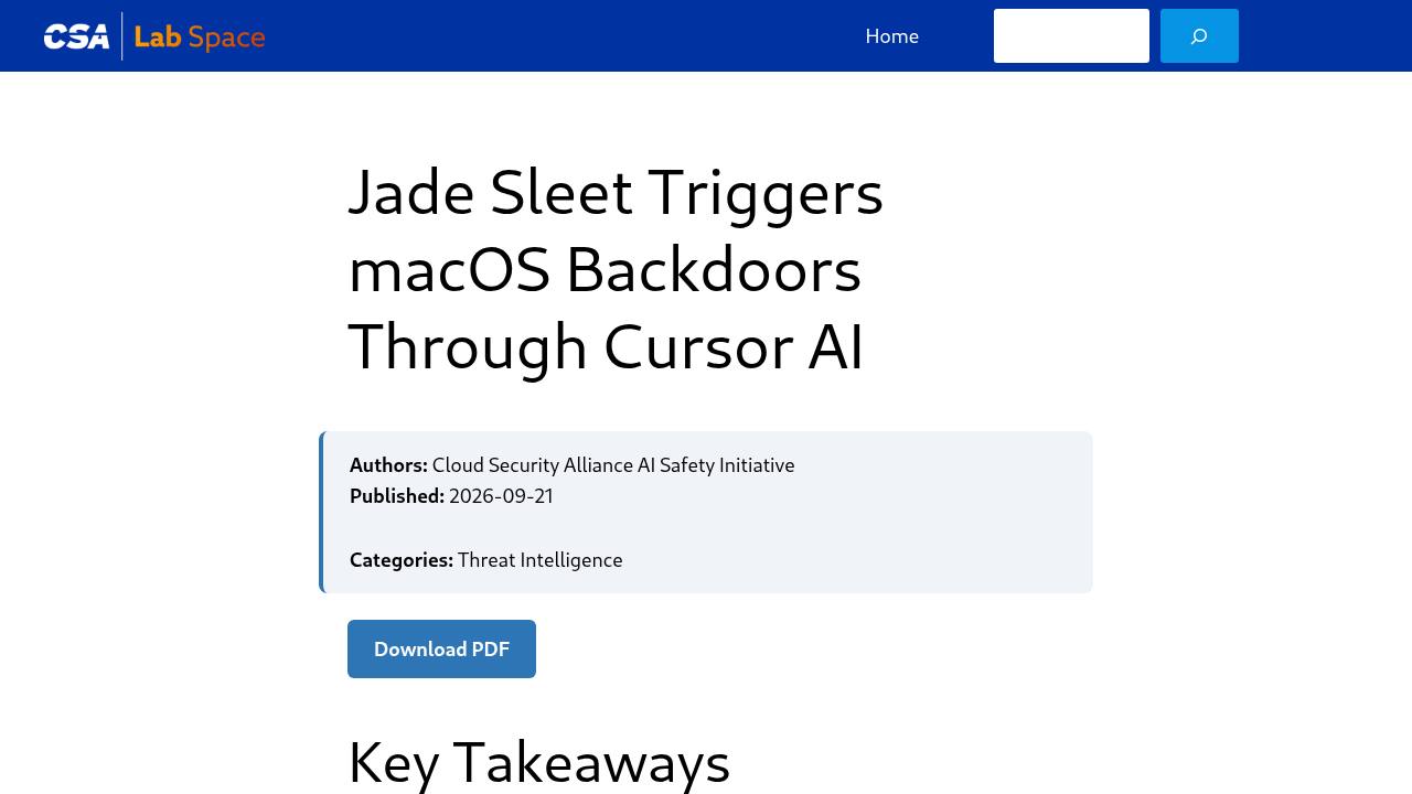 Thumbnail for Jade Sleet Triggers macOS Backdoors Through Cursor AI