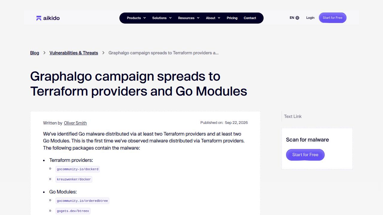 Thumbnail for Graphalgo campaign spreads to Terraform providers and Go Modules