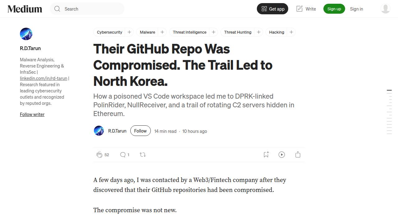 Thumbnail for Their GitHub Repo Was Compromised. The Trail Led to North Korea.
