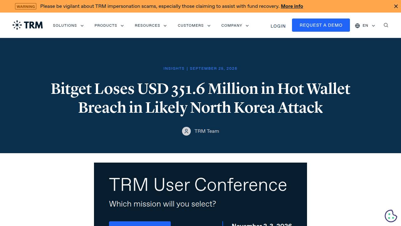Thumbnail for Bitget Loses USD 351.6 Million in Hot Wallet Breach in Likely North Korea Attack
