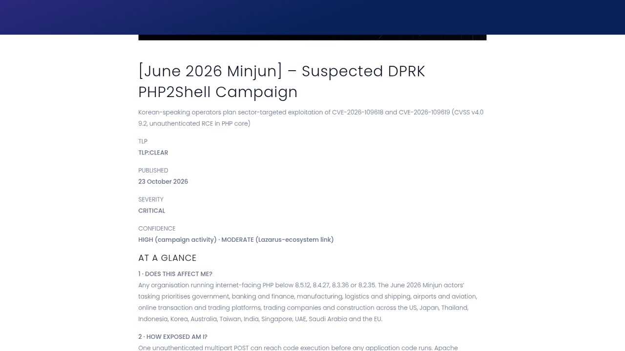Thumbnail for Suspected DPRK Campaign staging PHP2Shell Targeting against Global PHP infrastructure