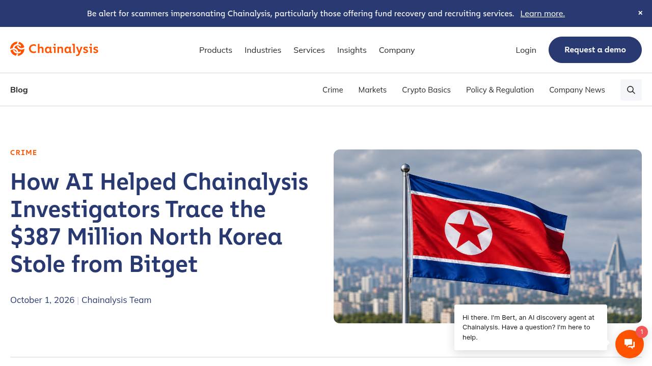 Thumbnail for How AI Helped Chainalysis Investigators Trace the $387 Million North Korea Stole from Bitget