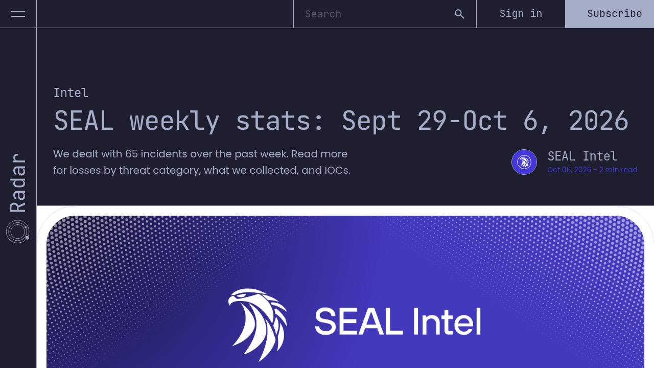 Thumbnail for SEAL weekly stats: Sept 29-Oct 6, 2026