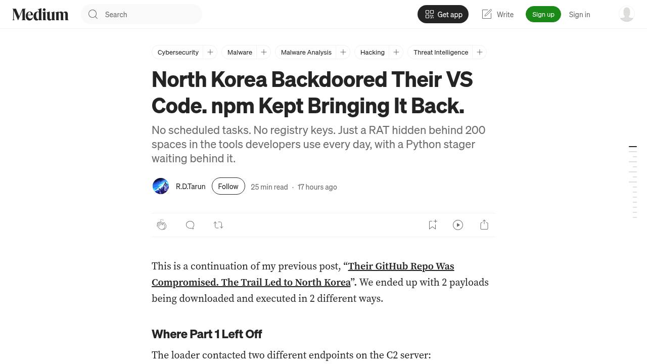 Thumbnail for North Korea Backdoored Their VS Code. npm Kept Bringing It Back.