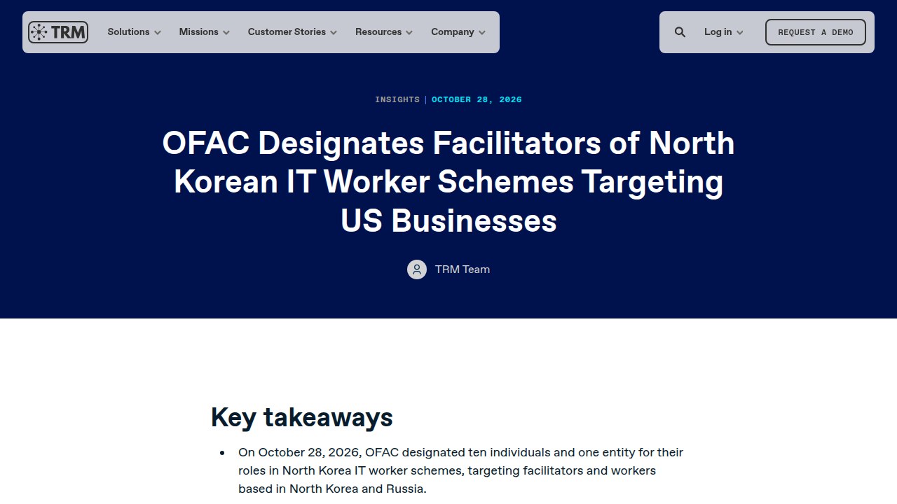 Thumbnail for OFAC Designates Facilitators of North Korean IT Worker Schemes Targeting US Businesses