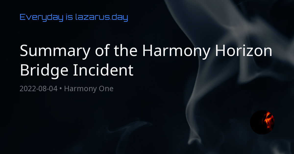 Summary of the Harmony Horizon Bridge Incident - Harmony One | lazarus.day