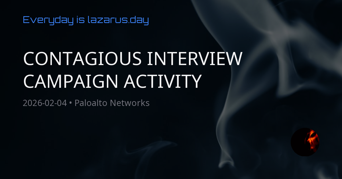 CONTAGIOUS INTERVIEW CAMPAIGN ACTIVITY - Paloalto Networks | lazarus.day